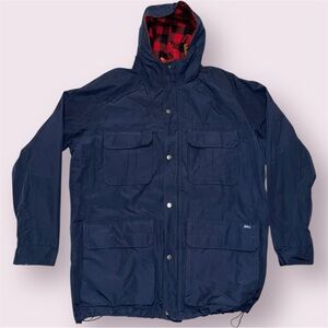 Woolrich Weather Resistant Jacket Parka Flannel Blanket Lined Blue Men’s XL